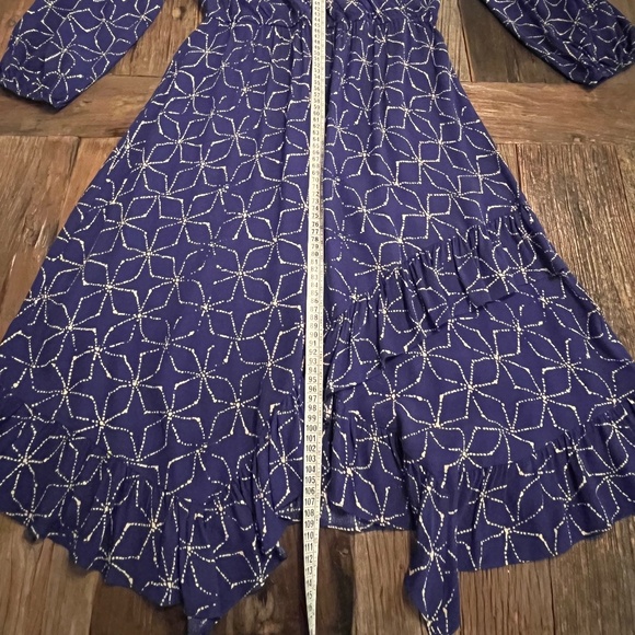 Plenty by Tracy Reese = Boho Blue Printed Midi Wrap Dress - Size M - Picture 5 of 5